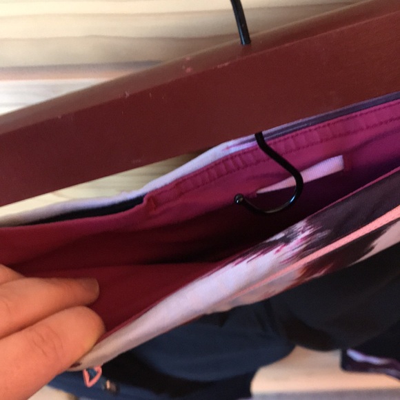 Lululemon Cropped Black Leggings Pink Purple Brushstroke Waistband Size 8 - Picture 7 of 8